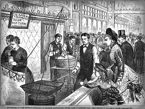 500x376 centennial exposition popcorn stall image philadelphia - Popcorn Factory Drawing