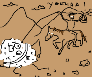 300x250 Cowboy Ropes Himself A Wild Popcorn Kernel Drawing - Popcorn Kernel Drawing