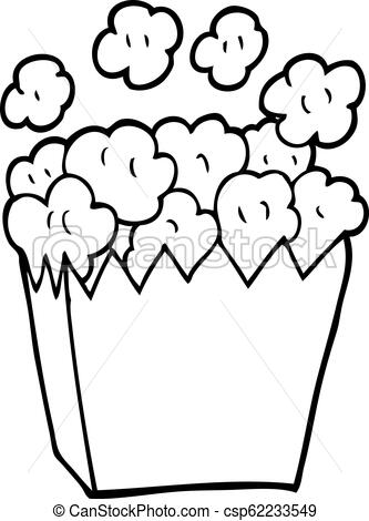 333x470 Line Drawing Cartoon Cinema Popcorn - Popcorn Line Drawing