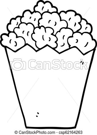 338x470 Line Drawing Cartoon Popcorn - Popcorn Line Drawing