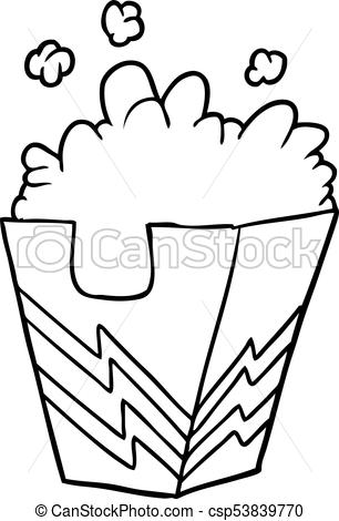 306x470 Line Drawing Of A Box Of Popcorn - Popcorn Line Drawing