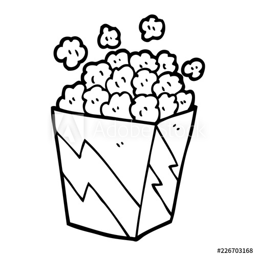 500x500 Line Drawing Cartoon Cinema Popcorn - Popcorn Line Drawing
