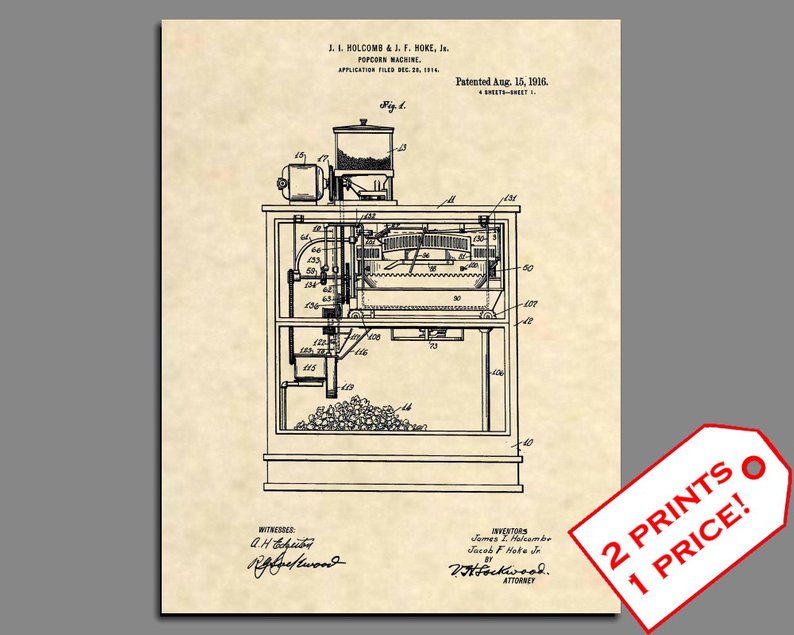 794x635 patent prints popcorn machine patent art poster etsy - Popcorn Machine Drawing