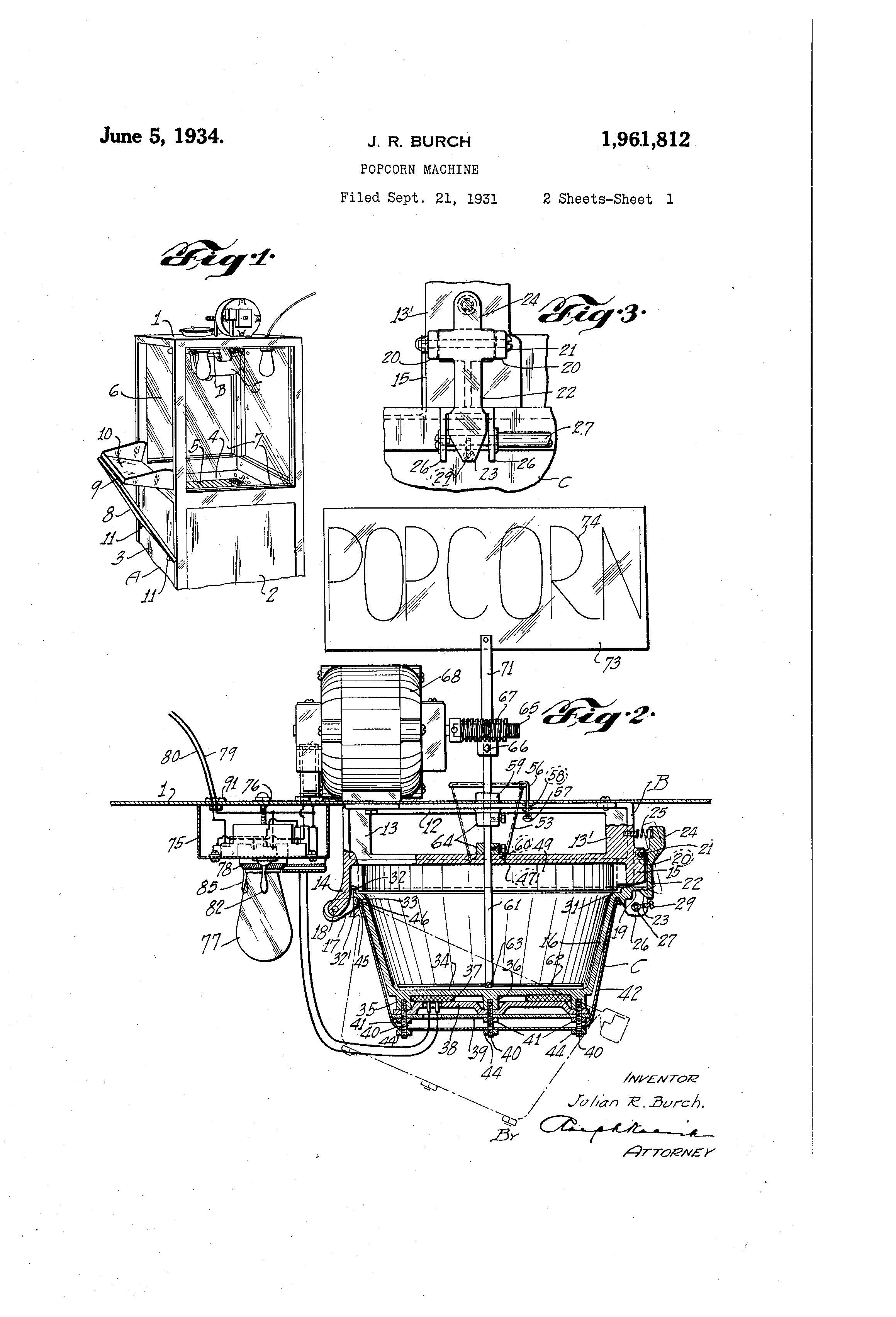 2320x3408 Patent Of The Day Popcorn Machine Suiter Swantz Ip - Popcorn Machine Drawing