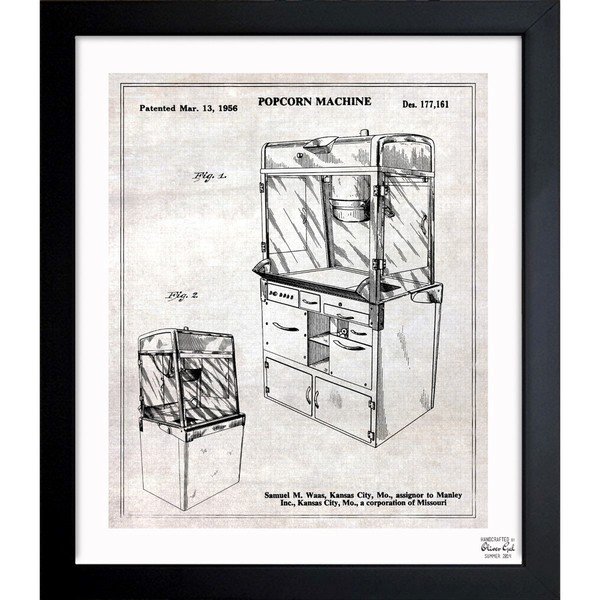 600x600 shop oliver gal 'popcorn machine framed blueprint art - Popcorn Machine Drawing
