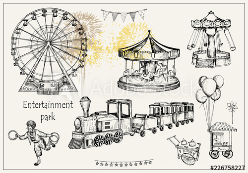 500x350 Vector Sketch Illustration Pen Style Vector Objects - Popcorn Machine Drawing