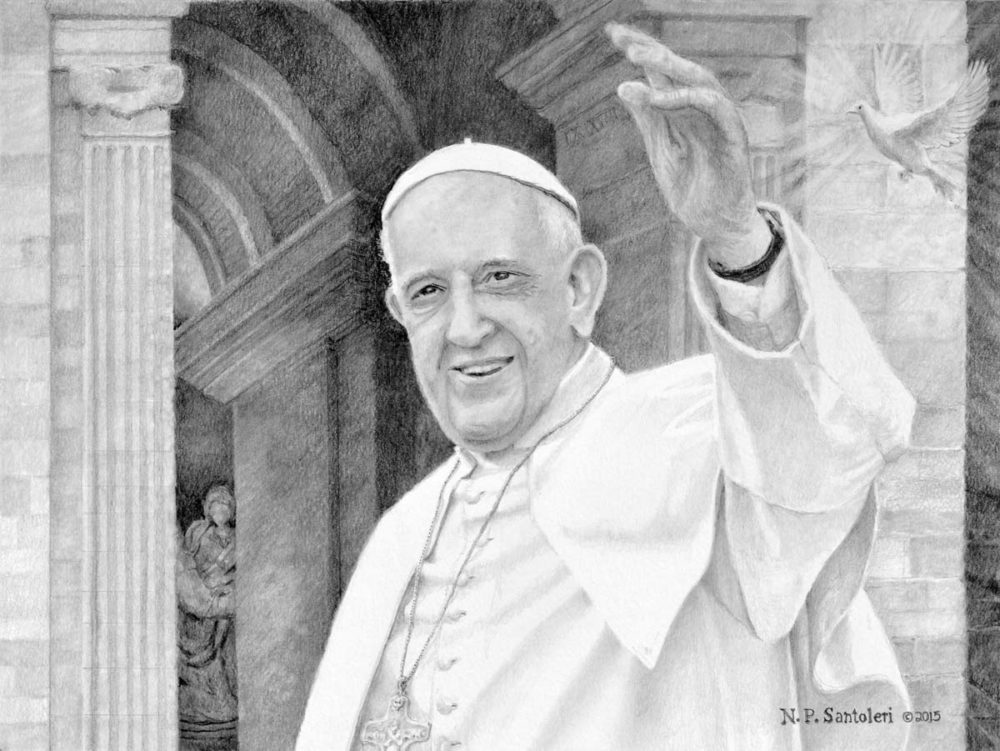 1000x751 pope francis pencil drawing - Pope Francis Drawing