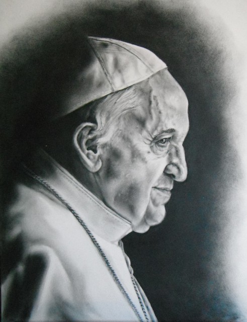 491x640 daniel patterson artwork pope francis original drawing other - Pope Francis Drawing