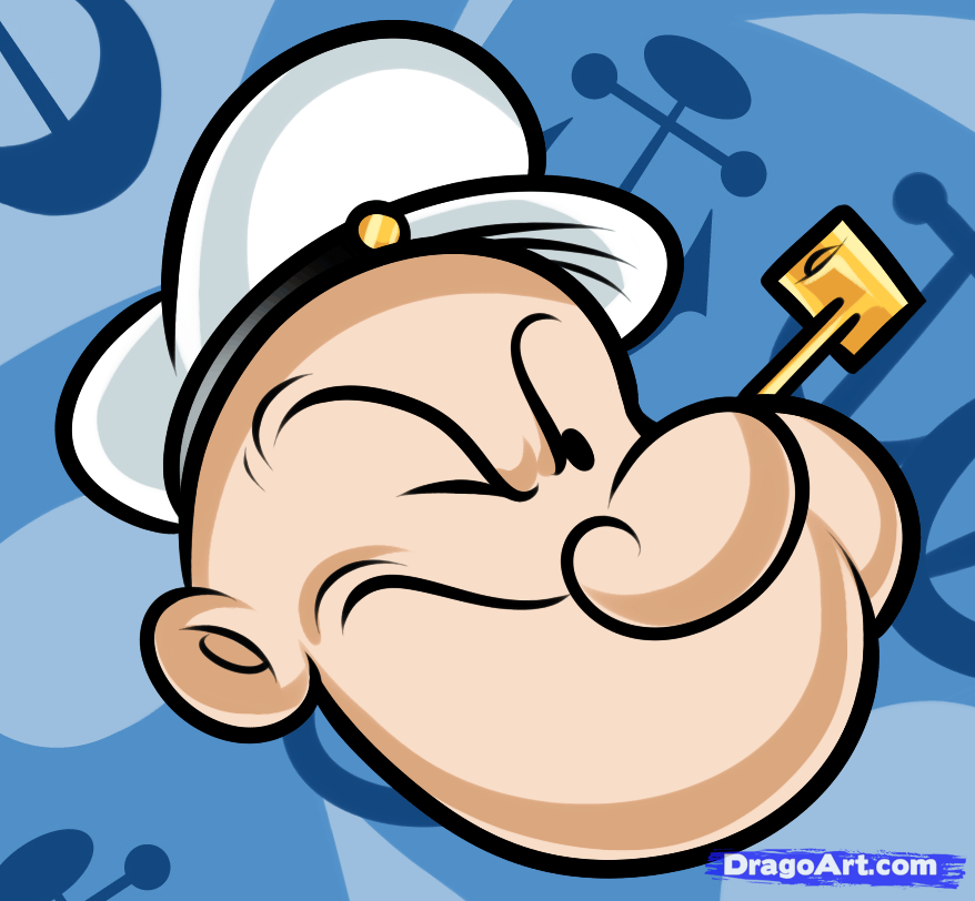 878x812 how to draw popeye easy, step - Popeye Cartoon Drawing