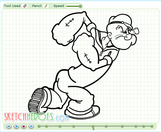 541x443 popeye cartoon sketch - Popeye Cartoon Drawing