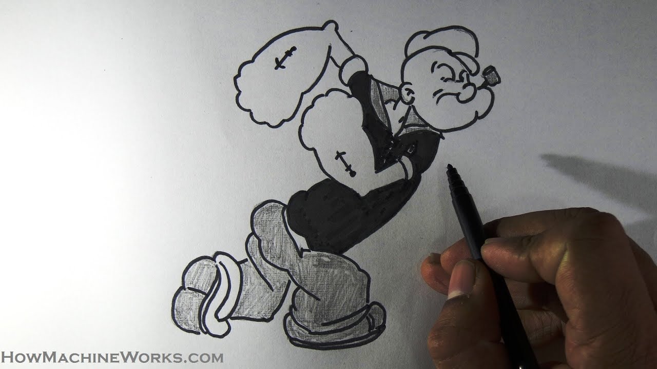 1280x720 How To Draw Popeye - Popeye Drawing