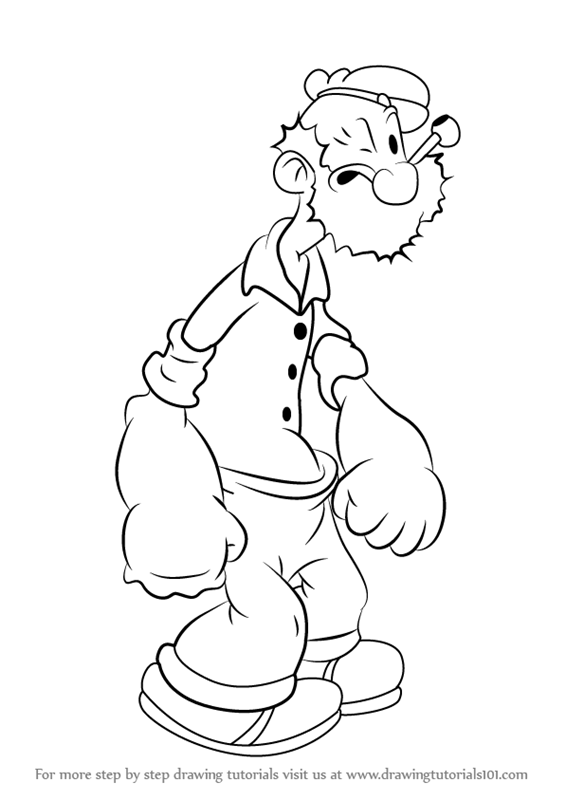 565x800 Learn How To Draw Poopdeck Pappy From Popeye The Sailor - Popeye Drawing