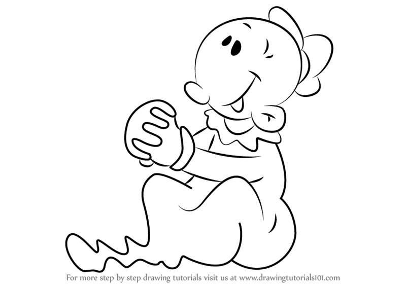 800x566 Learn How To Draw Swee'pea From Popeye The Sailor - Popeye Drawing