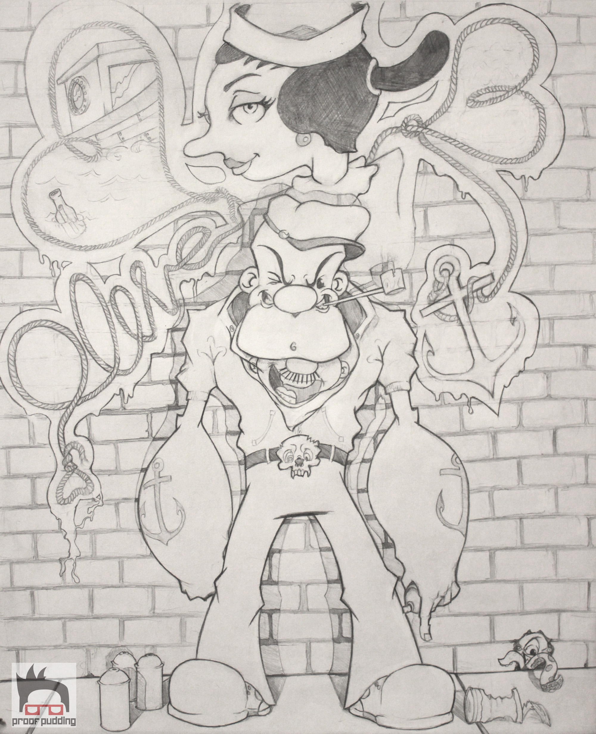 2000x2462 me pipe me spinach is all me needs - Popeye Drawing