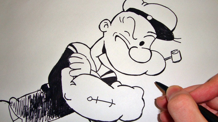 750x422 Cartoon Characters Anyone Can Draw - Popeye Drawing