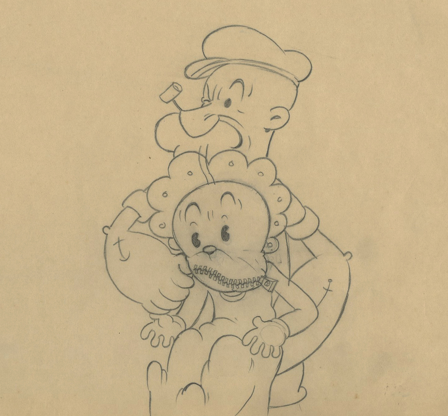 1500x1396 popeye production drawing - Popeye Drawing