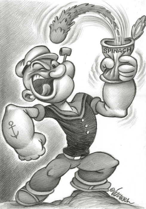 489x700 popeye the sailor eating spinach - Popeye Drawing.