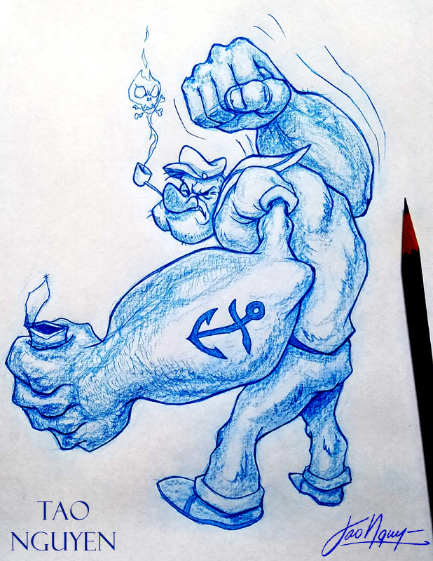 618x800 artstation - Popeye Drawing