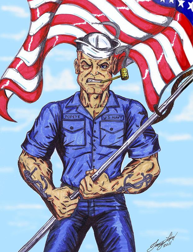 620x808 Semi Realistic Popeye! Illustrations Inspired - Popeye The Sailor Man Drawings