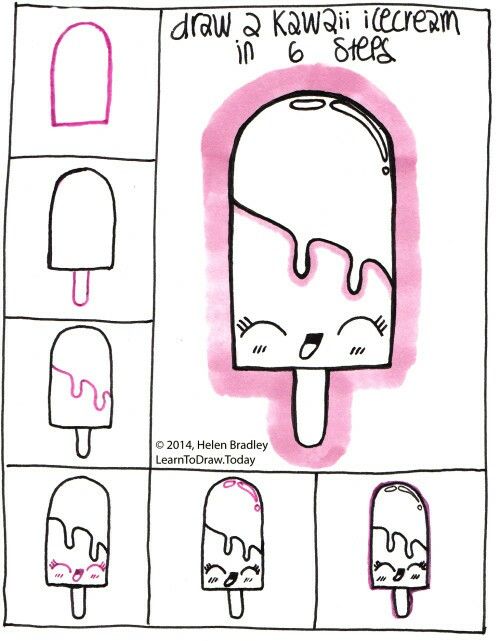 500x641 How To Draw A Kawaii Cute Popsicle! Bord Dibujos - Popsicle Drawing