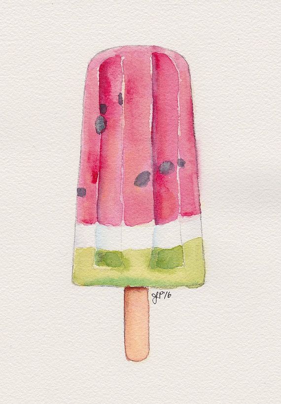 570x817 Popsicle Art Watermelon Popsicle Still Life - Popsicle Drawing