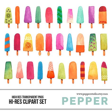 474x474 Popsicle Illustrations, Summer Ice Cream Doodles, Hand Drawn - Popsicle Drawing