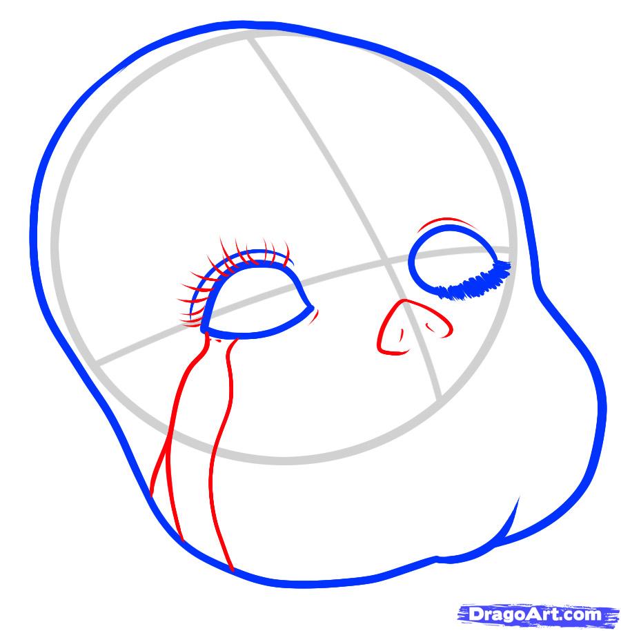 900x914 how to draw a doll face, porcelain doll, step - Porcelain Doll Drawing