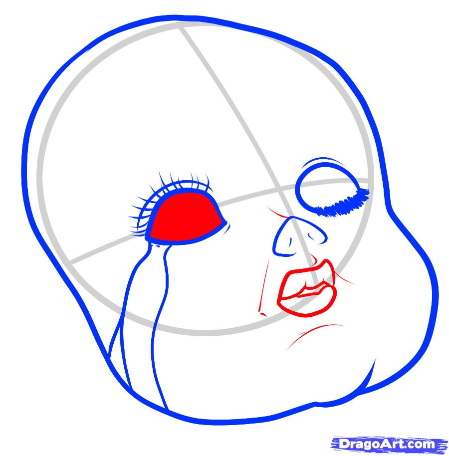 900x914 step how to draw a doll face, porcelain doll - Porcelain Doll Drawing