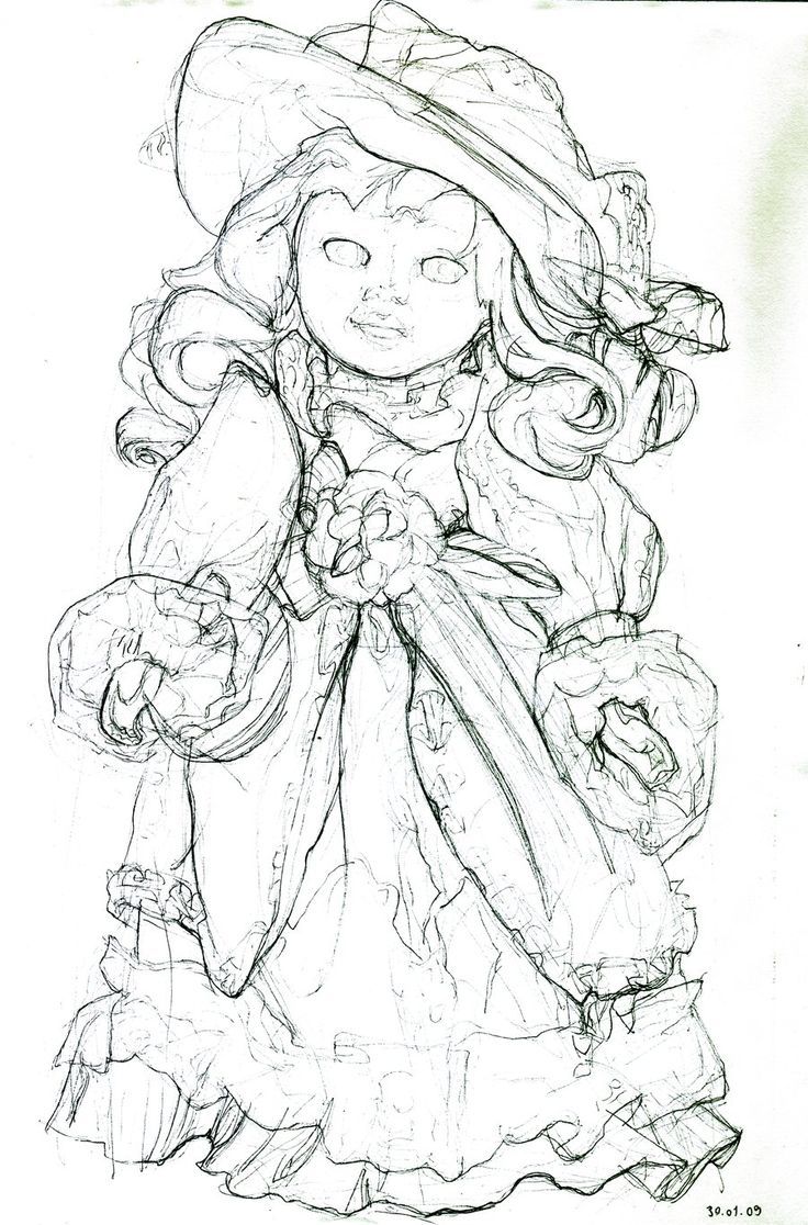736x1116 pot doll drawing - Porcelain Doll Drawing