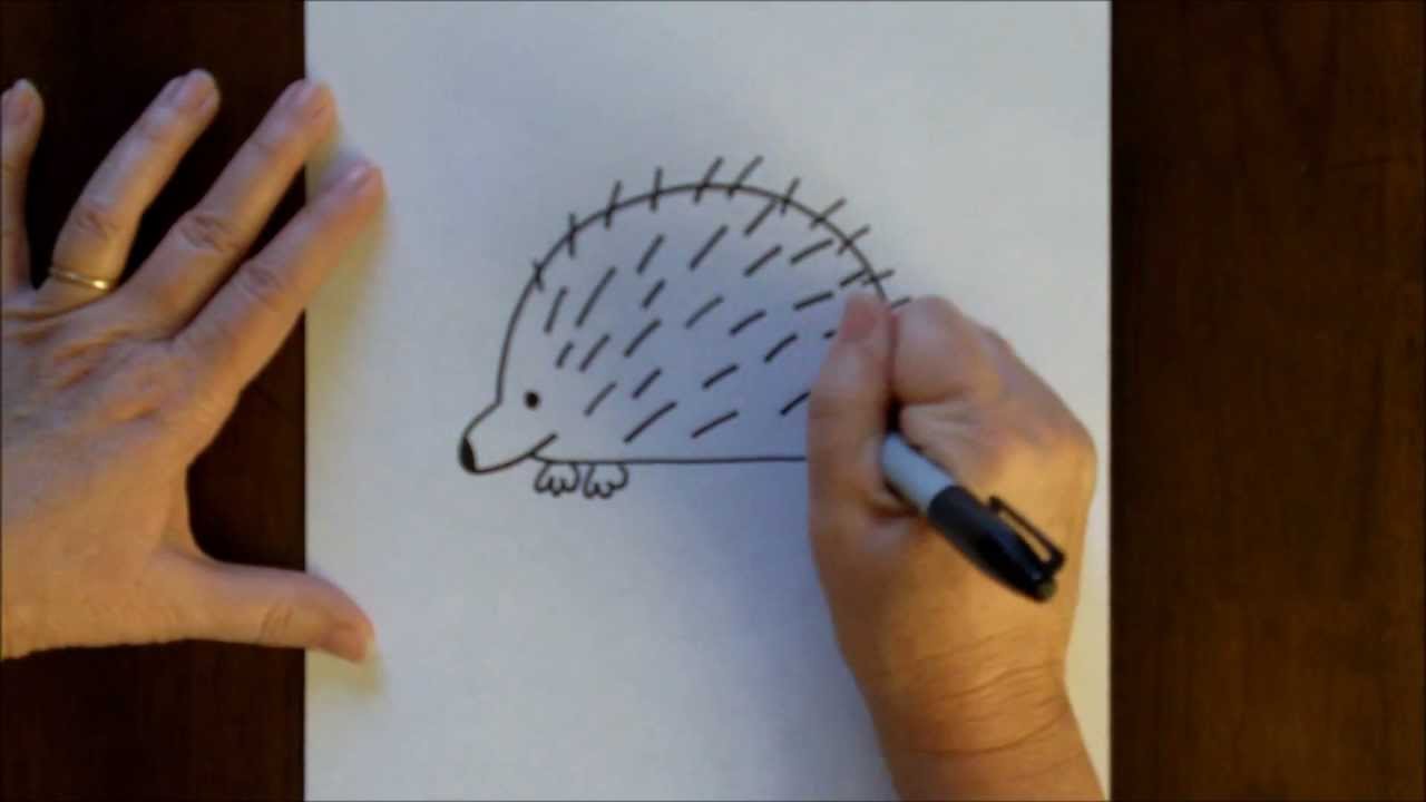 1280x720 How To Draw A Cartoon Porcupine Simple Drawing Lesson For Kids - Porcupine Drawing