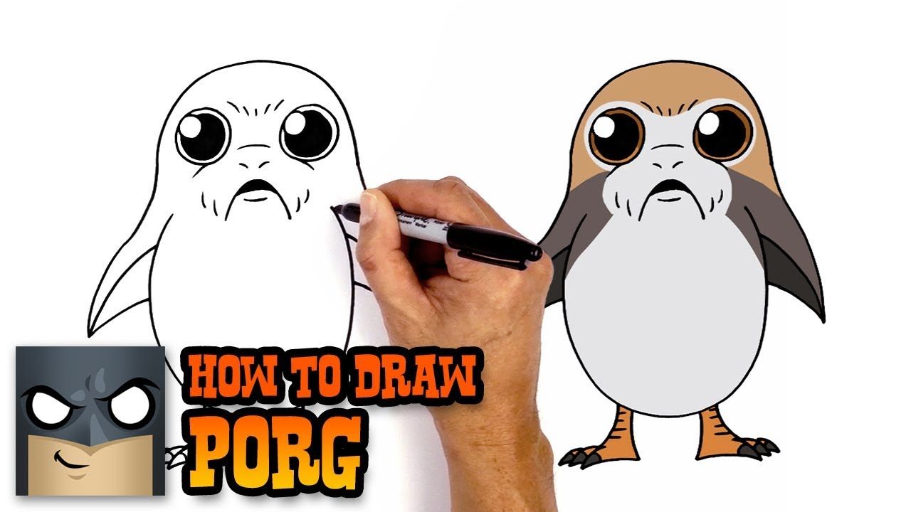 1280x720 how to draw porg star wars art in cartooning kids - Porg Drawing