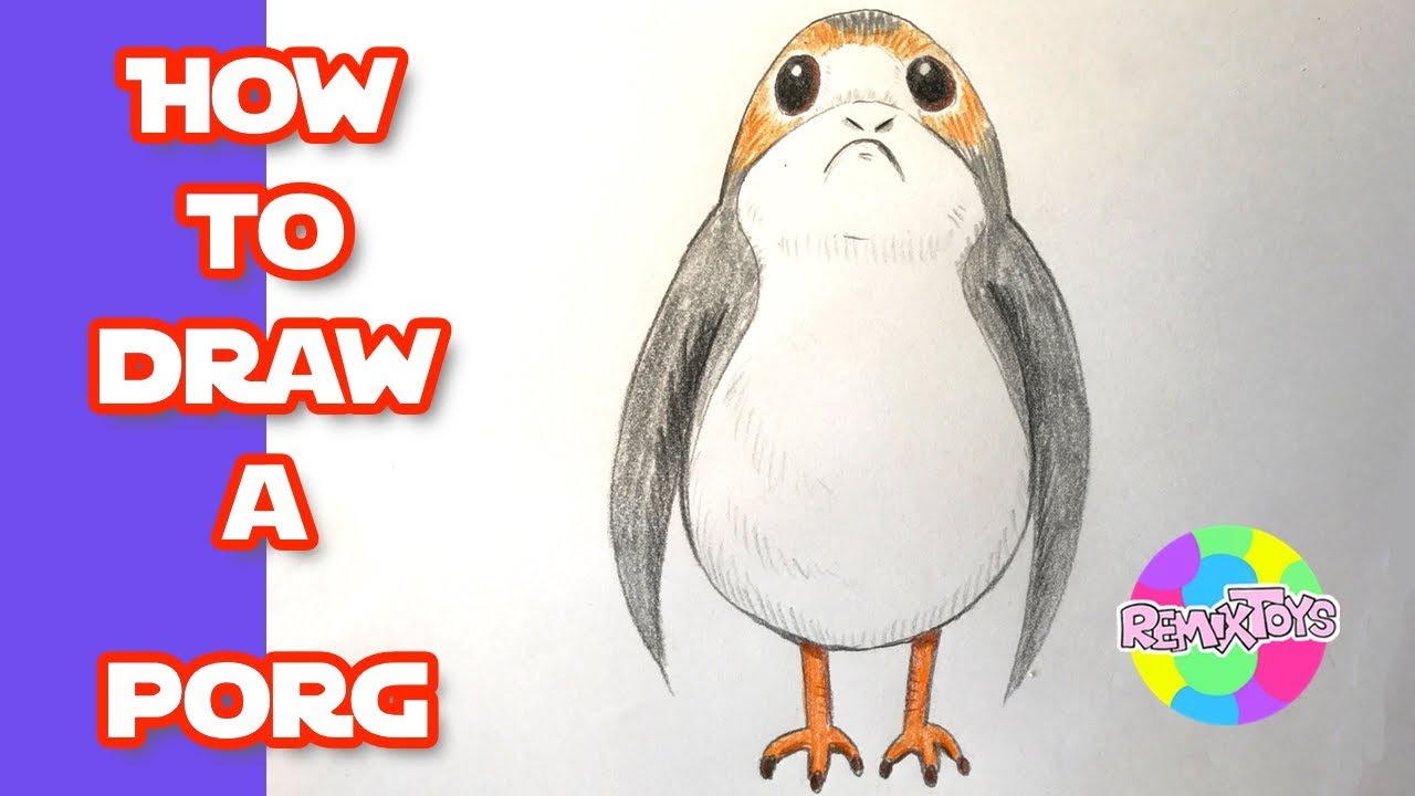 1280x720 how to draw a porg from star wars - Porg Drawing