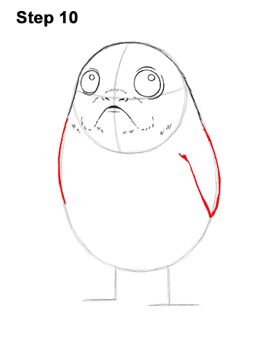 386x500 how to draw a porg from star wars the last jedi - Porg Drawing
