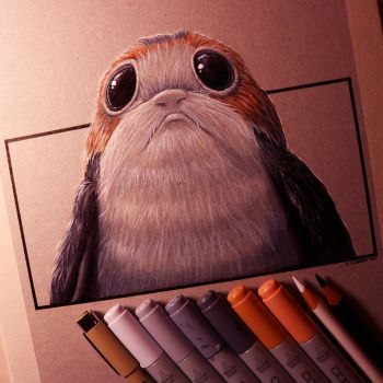 Porg Drawing at PaintingValley.com | Explore collection of Porg Drawing