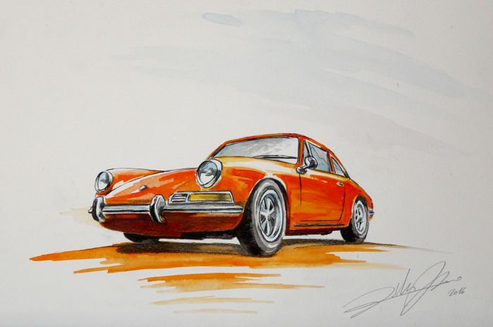 700x464 Original Drawing - Porsche 911 Drawing