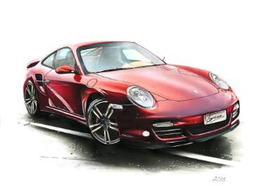 375x265 porsche turbo illustrasion drawing - Porsche 911 Drawing
