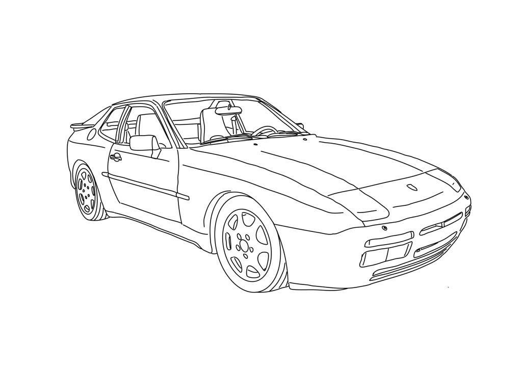 1024x724 porsche turbo drawing - Porsche Line Drawing