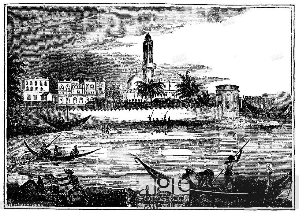 977x700 Yemen A Drawing Of The Port Of Mocha, Yemen - Port Drawing