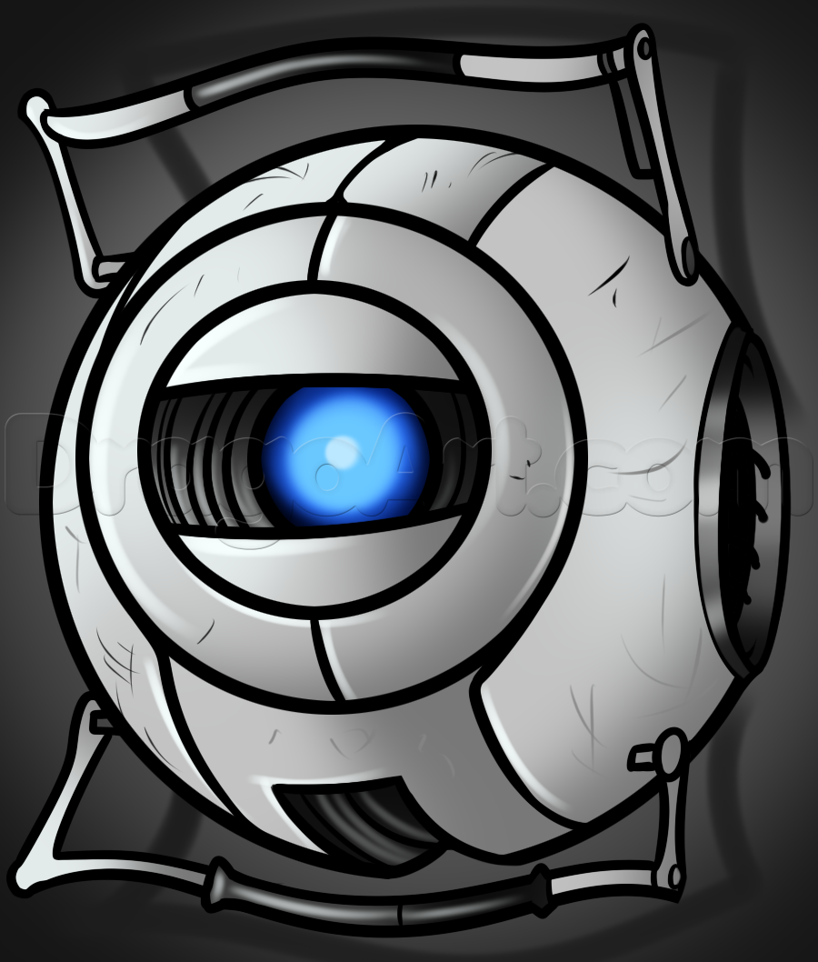 900x1058 how to draw wheatley from portal step - Portal Drawing