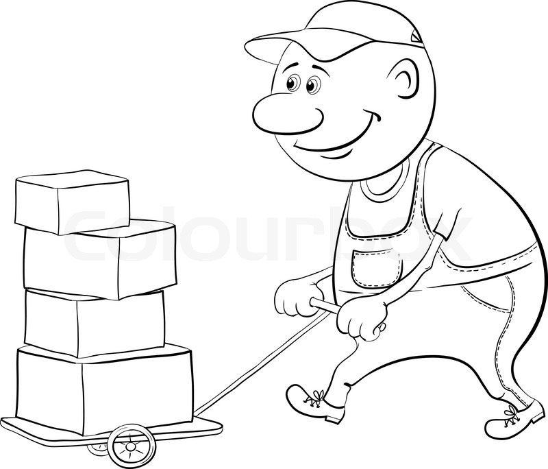 800x684 porter driven truck with boxes, stock vector colourbox - Porter Drawing