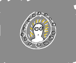 300x250 Illuminous White Man Stares Through A Porthole Drawing - Porthole Drawing