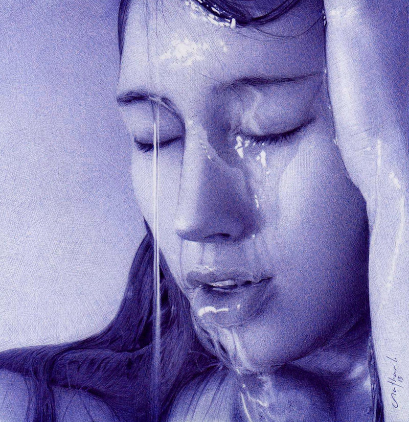 800x826 Pieces Of Ballpoint Pen Art And Photorealistic Portraits - Portrait Drawing Artists