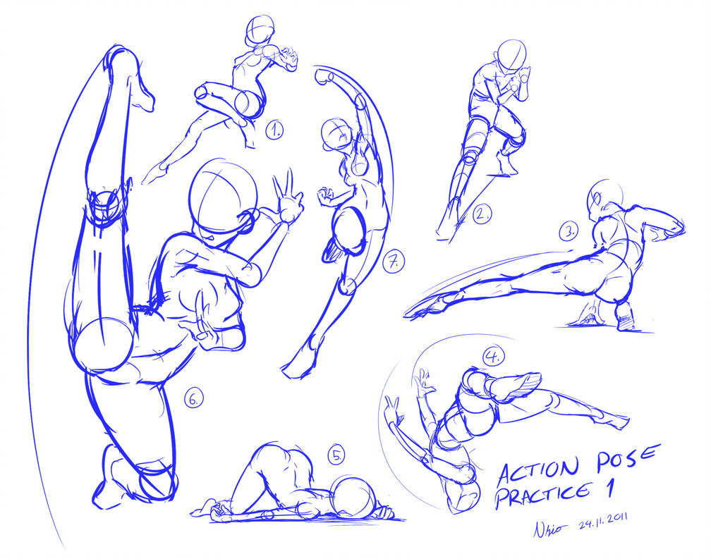 Action Pose Practice - Pose Drawing Practice. 