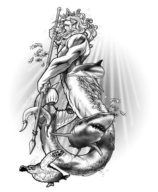 504x612 poseidon drawing pic drawing skill - Poseidon Drawing