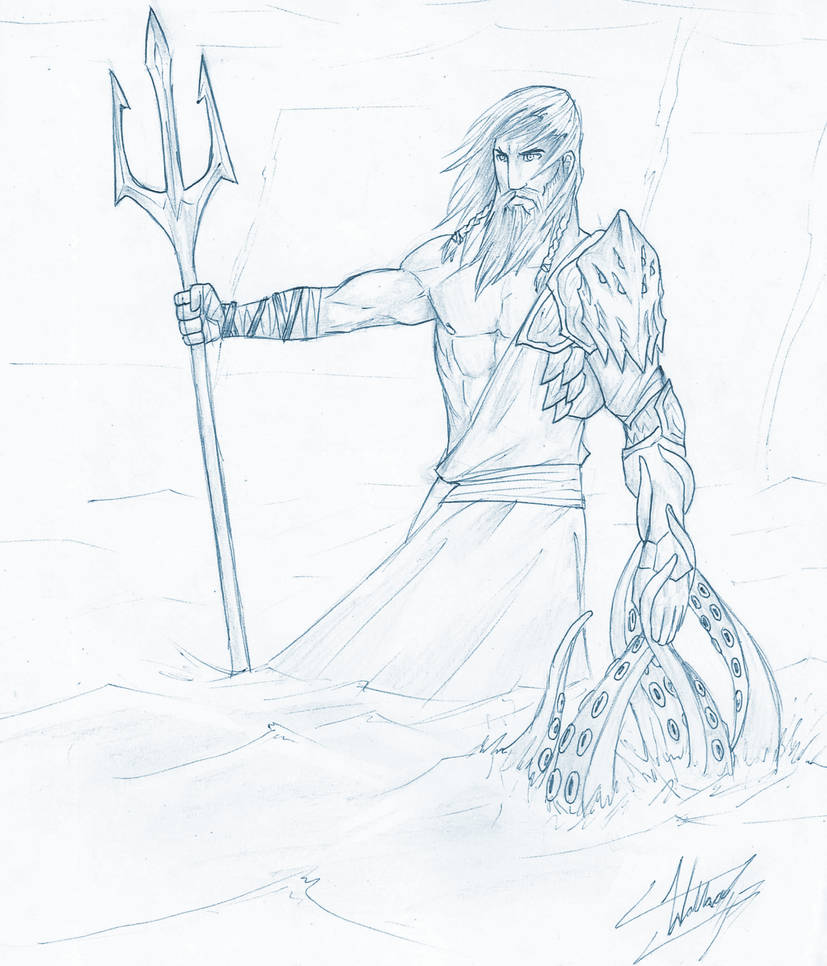 827x966 poseidon drawing - Poseidon Drawing