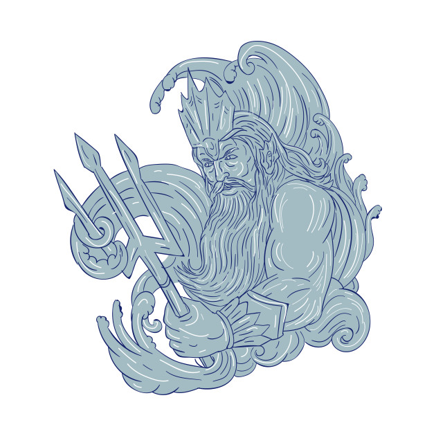 630x630 poseidon trident waves drawing - Poseidon Drawing