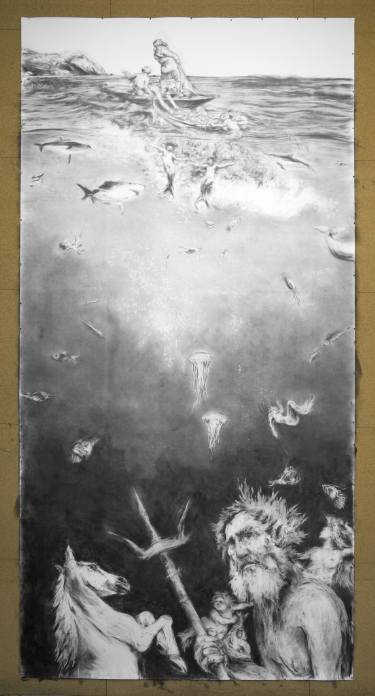 375x696 poseidon and the sea drawing - Poseidon Drawing