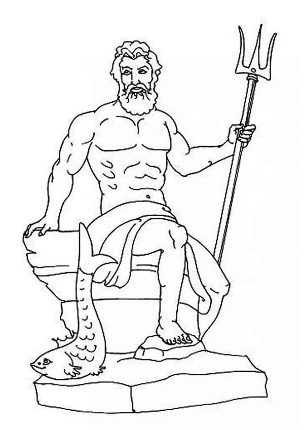 600x849 poseidon greek god coloring pages color bros - Poseidon Greek God Drawing