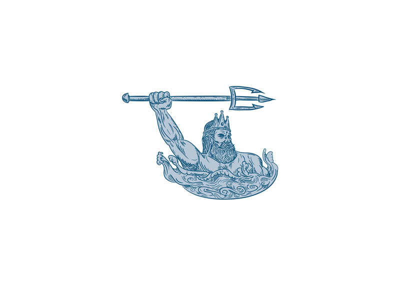 800x600 poseidon wielding trident drawing - Poseidon Greek God Drawing