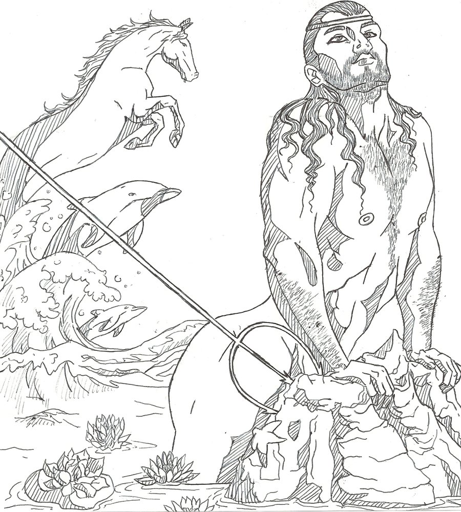 900x1000 zeus drawing poseidon for free download - Poseidon Greek God Drawing